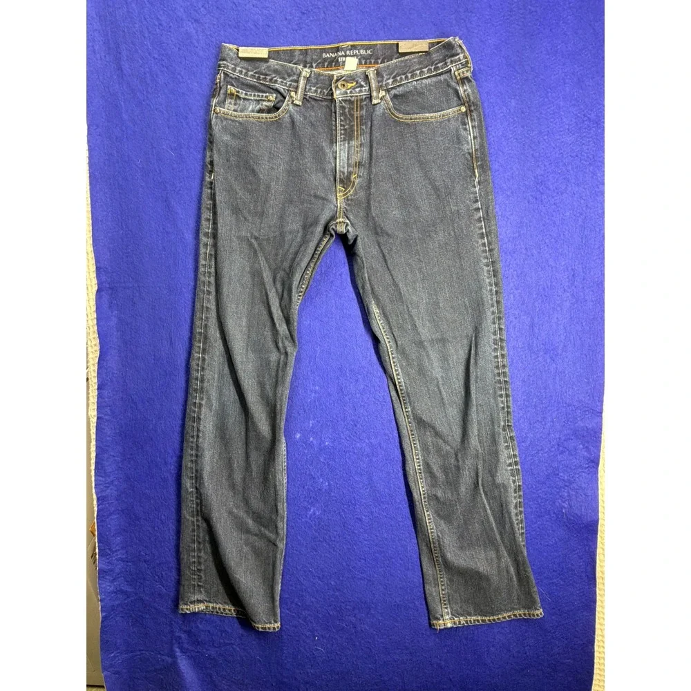 Normcore Mens Banana Republic Straight Leg Jeans 32x30 Dark Wash Blue